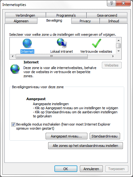 Beveiligde modus inschakelen
